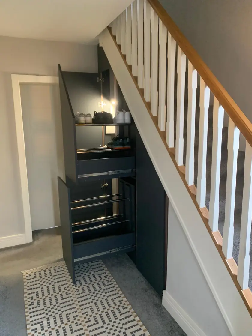 under stairs storage side